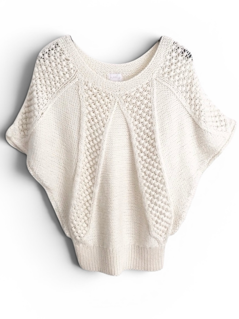 Neely Cream Wool Blend Batwing Knit Sweater XS